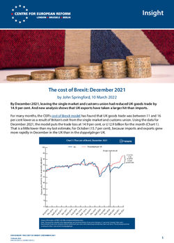 The Cost Of Brexit: December 2021 | Centre For European Reform